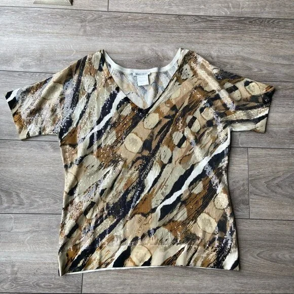 Marina Rinaldi Abstract Sequins Knit Blouse - Picture 6 of 16